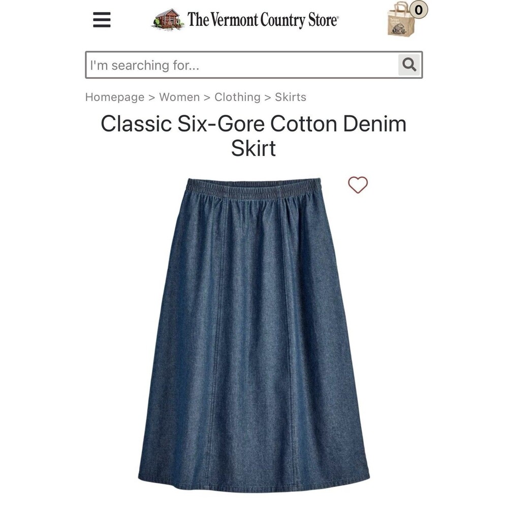 Vermont Country Store Denim 6 Panel A-Line Midi Skirt SIZE M